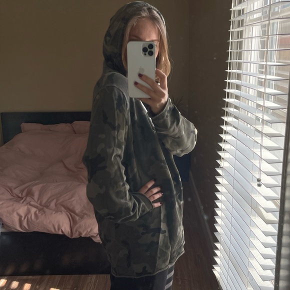 Zara Long cotton hoodie camouflage color - Picture 3 of 5